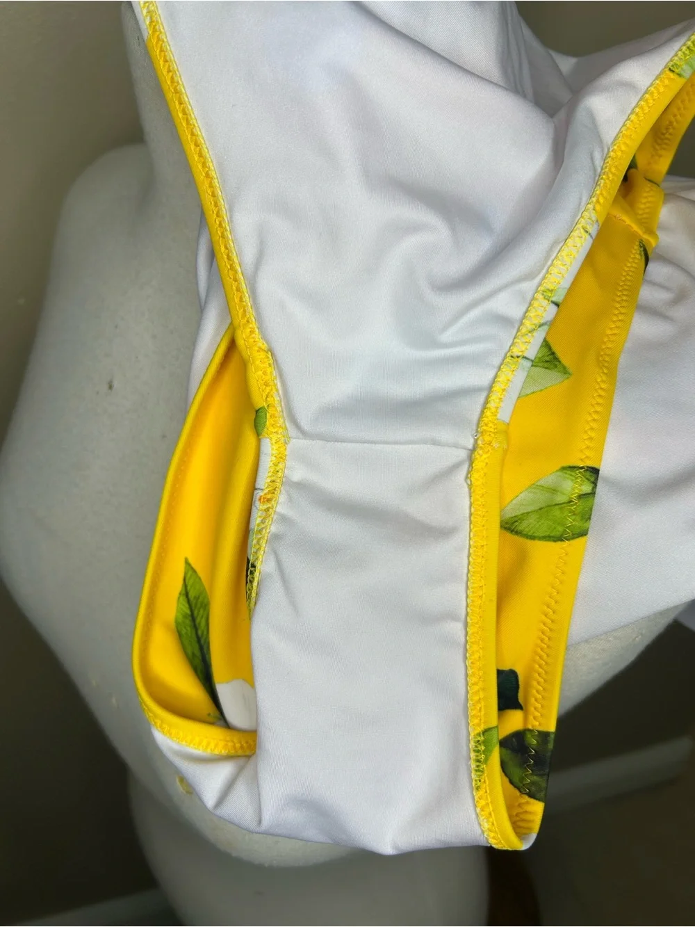 Cupshe Yellow Floral Lace-Up One-Piece Swimsuit with White Accents